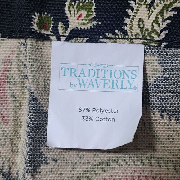 Traditions by Waverly 2 Tiers & 1 Valance Set Black Paisley Rod Pocket Kitchen - Picture 6 of 7